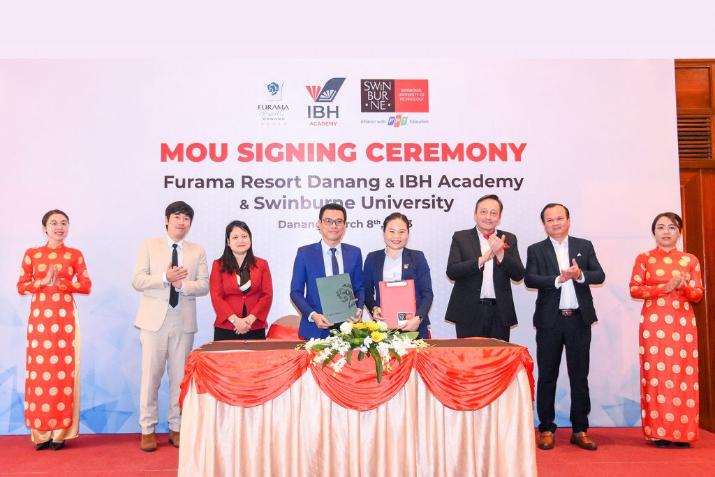 MOU signing ceremony between the IBH Academy, Furama Resort Danang and Swinburne University Vietnam